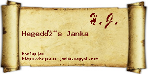 Hegedűs Janka névjegykártya