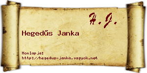 Hegedűs Janka névjegykártya